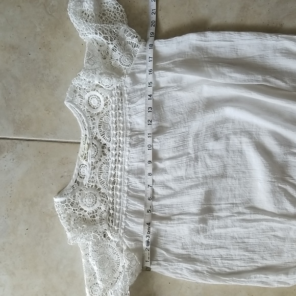 INDIGO ROSE Peasant Boho White Crochet Lace Blouse Size S - Picture 9 of 11